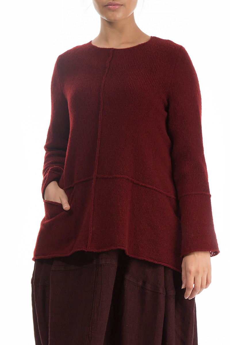 Single Pocket Maroon Wool Sweater