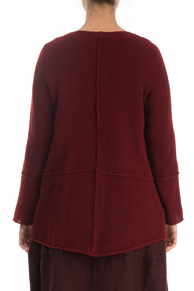 Single Pocket Maroon Wool Sweater