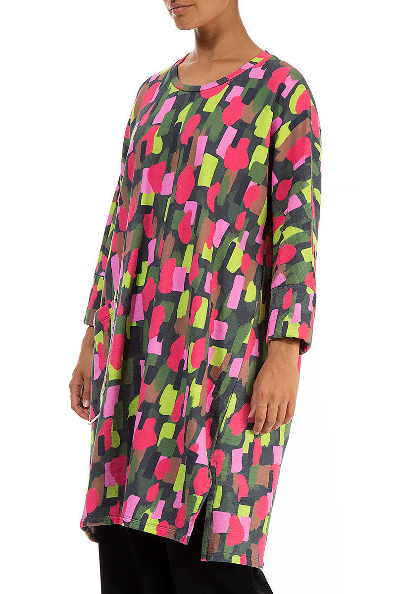 Single Pocket Paint Mosaic Cotton Tunic