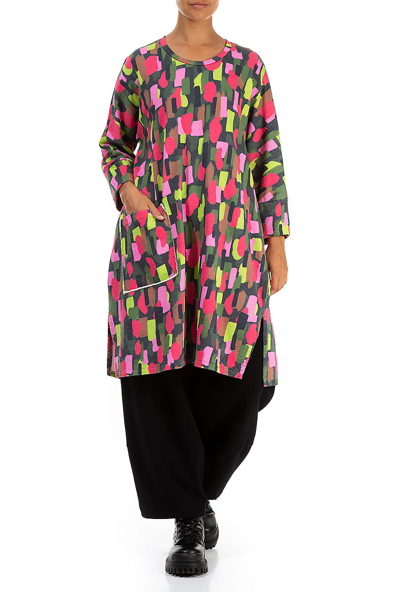 Single Pocket Paint Mosaic Cotton Tunic