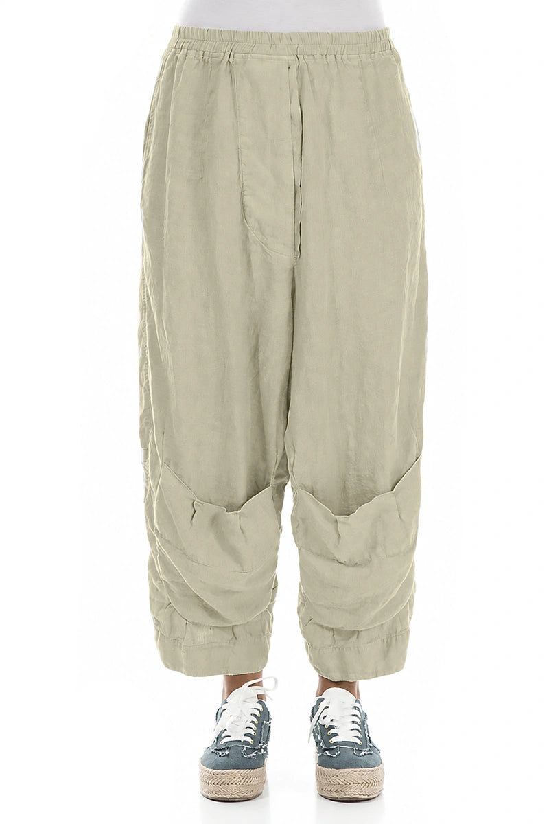 Six Pockets Laurel Green Linen Trousers