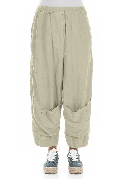 Six Pockets Laurel Green Linen Trousers