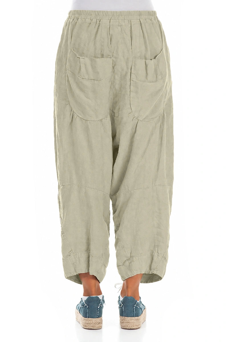 Six Pockets Laurel Green Linen Trousers