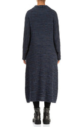 Slate Blue Circle Silk Linen Dress 2