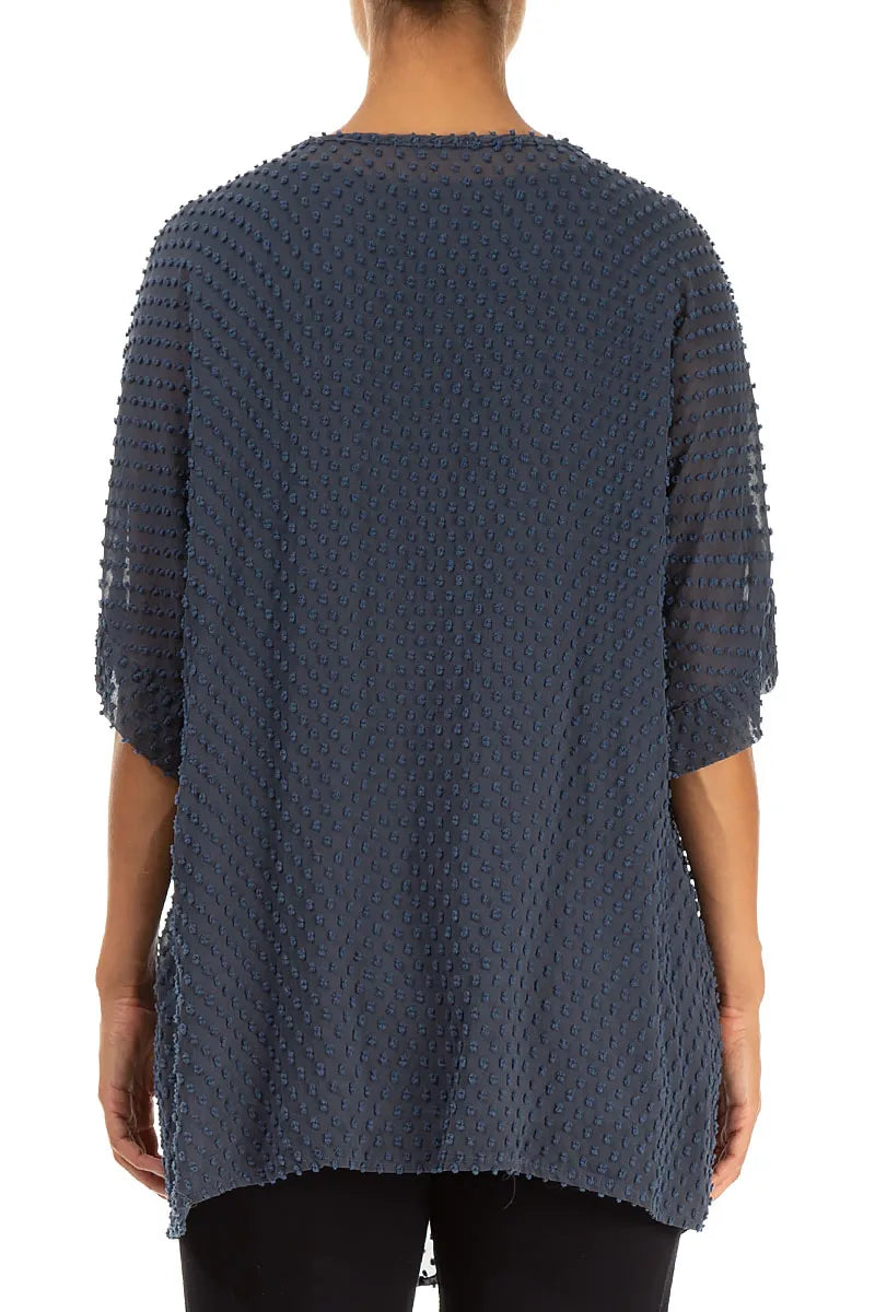 Slate Blue Dotty Silk Blouse 2