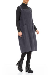 Slate Blue Linen Dungaree Dress 3
