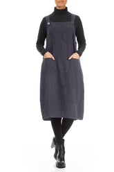 Slate Blue Linen Dungaree Dress 4