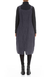 Slate Blue Linen Dungaree Dress 2