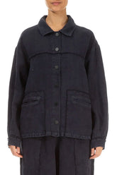 Slate Blue Heavy Linen Jacket 1