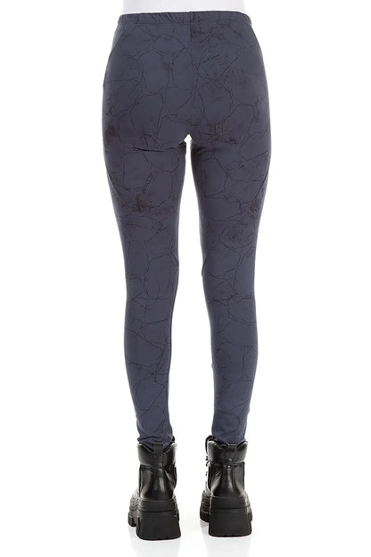 Slate Blue Marble Cotton Leggings 2