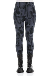 Slate Blue Paintwave Cotton Leggings 1