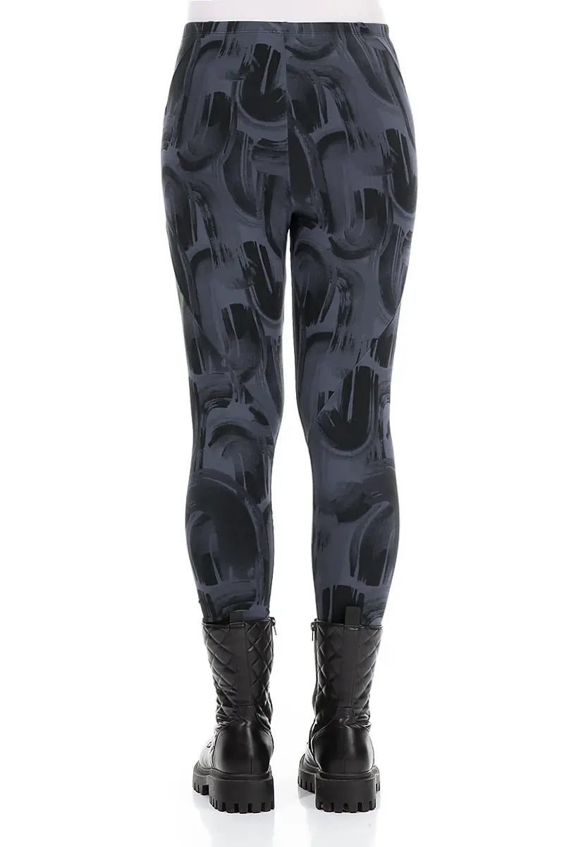 Slate Blue Paintwave Cotton Leggings 2