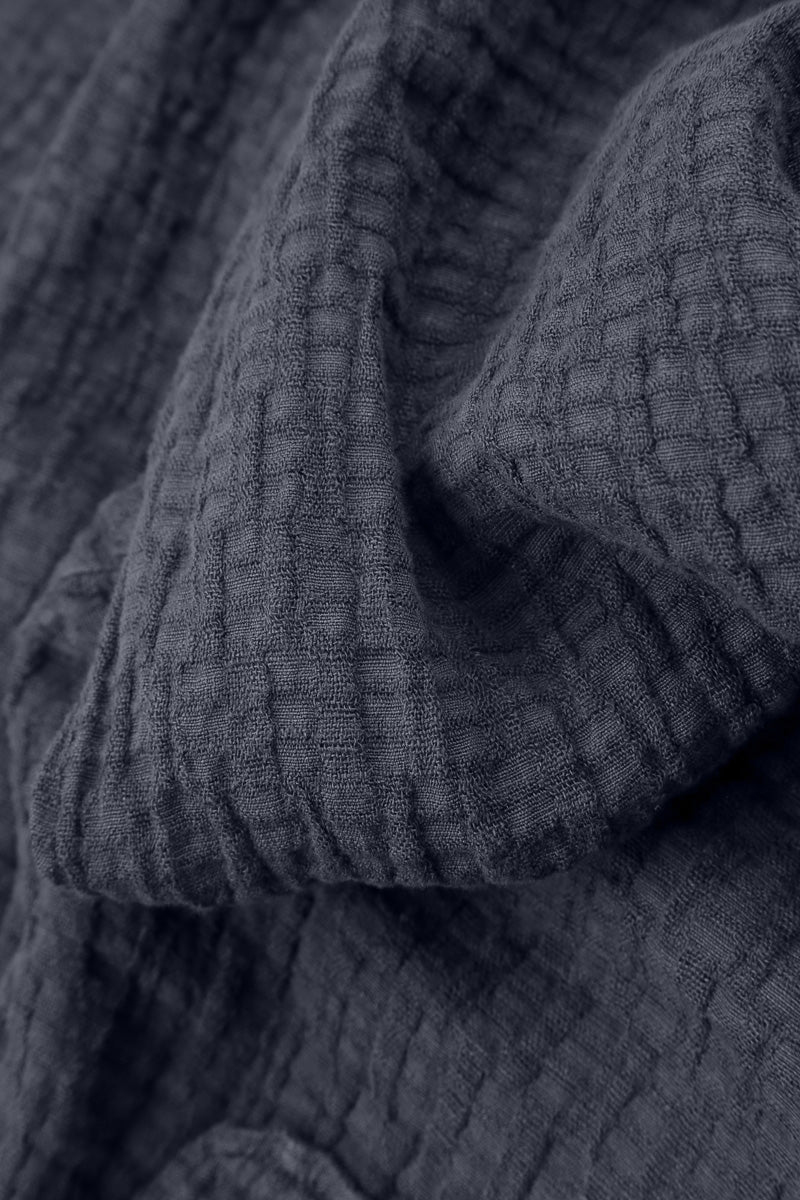 Slate Blue Textured Linen Trousers 5