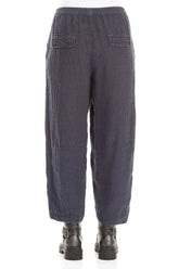 Slate Blue Textured Linen Trousers 2