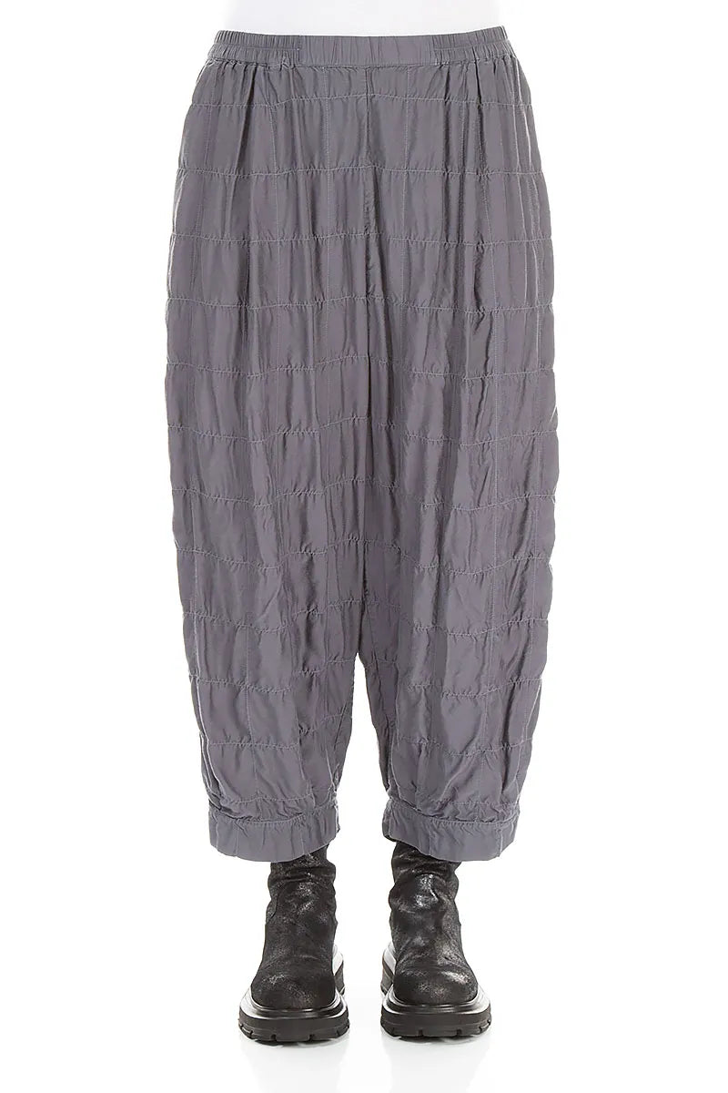 Slate Pleated Silk Bamboo Trousers 1