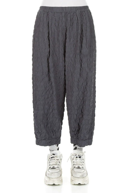 Slate Pleated Silk Bamboo Trousers 1