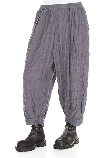 Slate Pleated Silk Bamboo Trousers