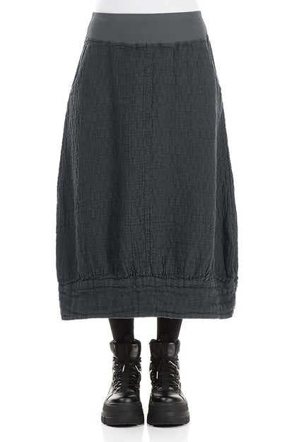Slate Textured Linen Midi Skirt