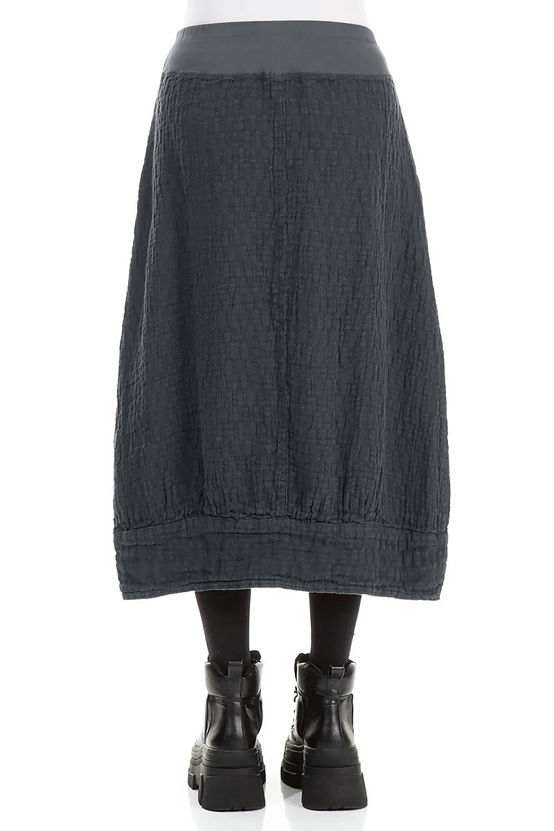 Slate Textured Linen Midi Skirt 2