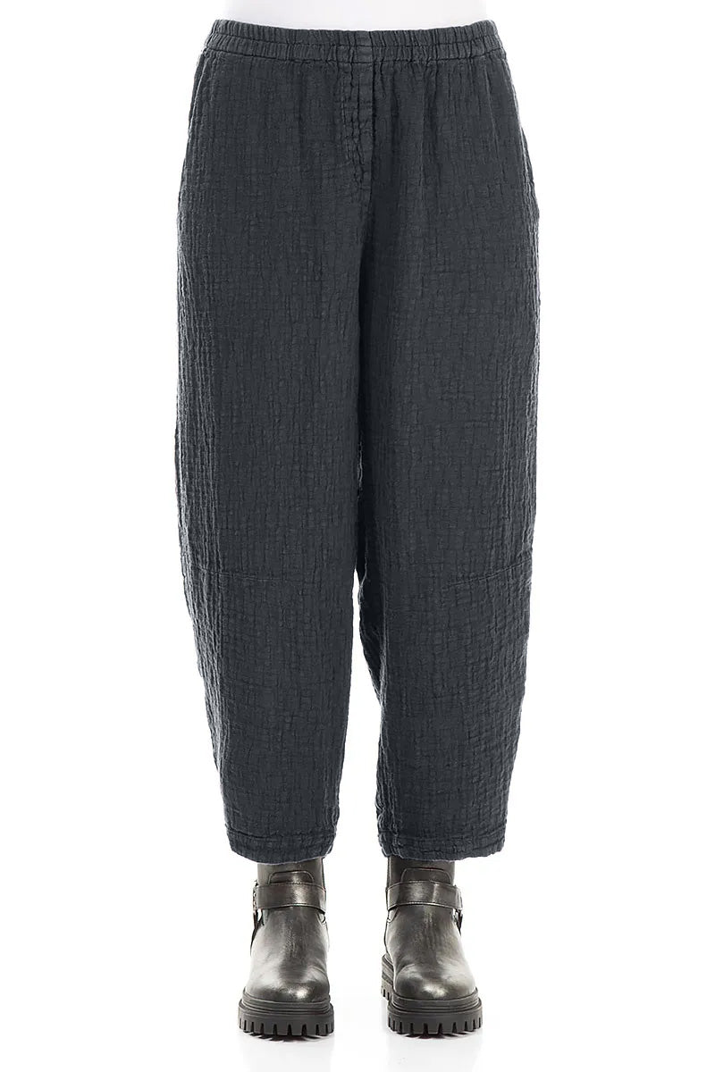 Slate Textured Linen Trousers