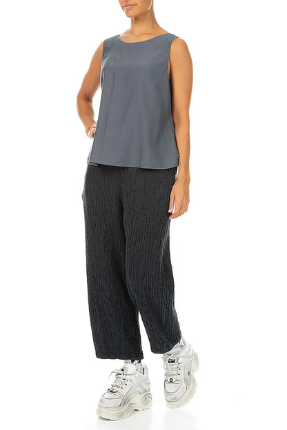 Slate Textured Linen Trousers 4