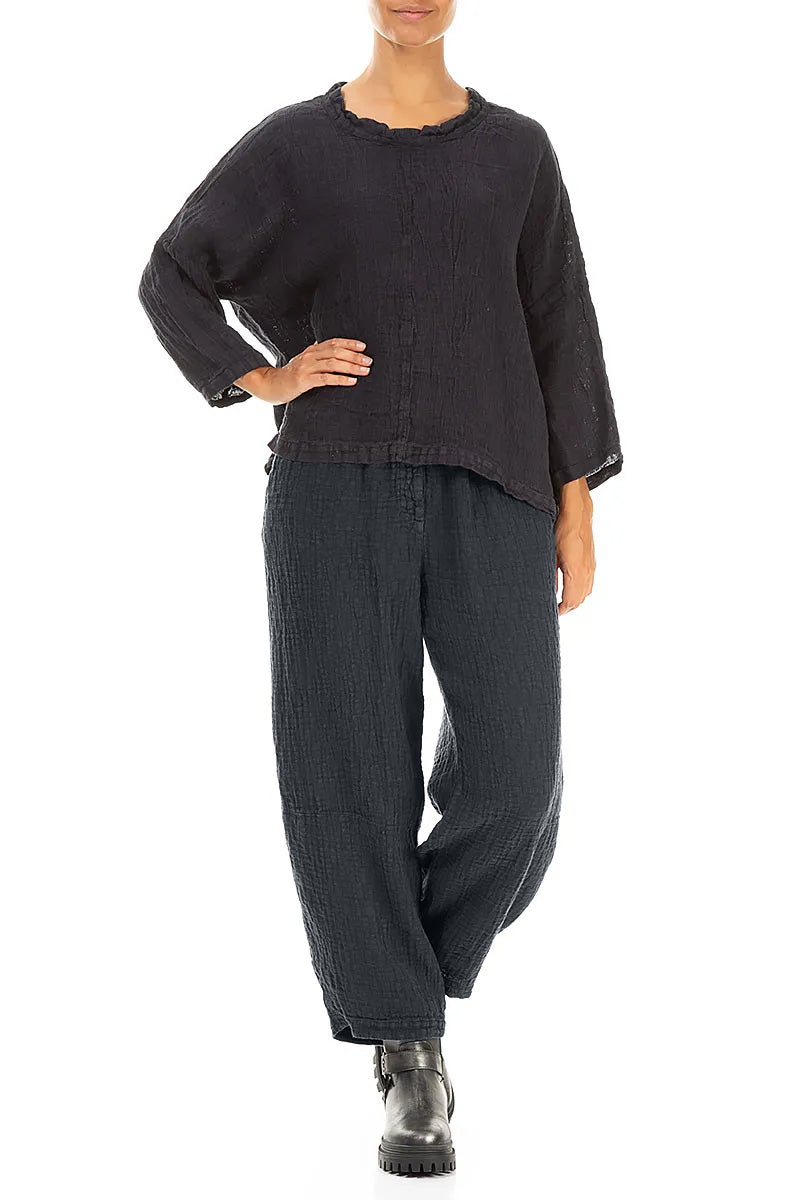 Slate Textured Linen Trousers
