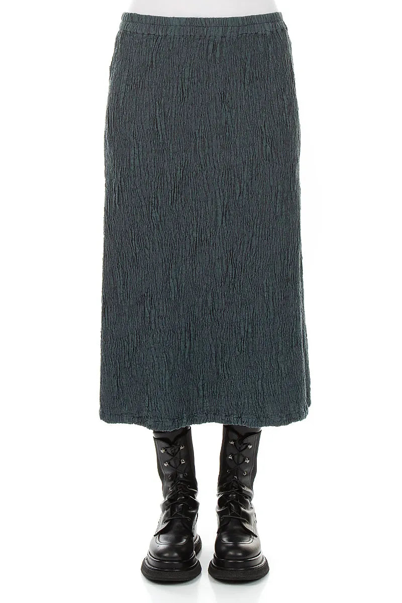 Slate Textured Silk Linen Pencil Skirt 1