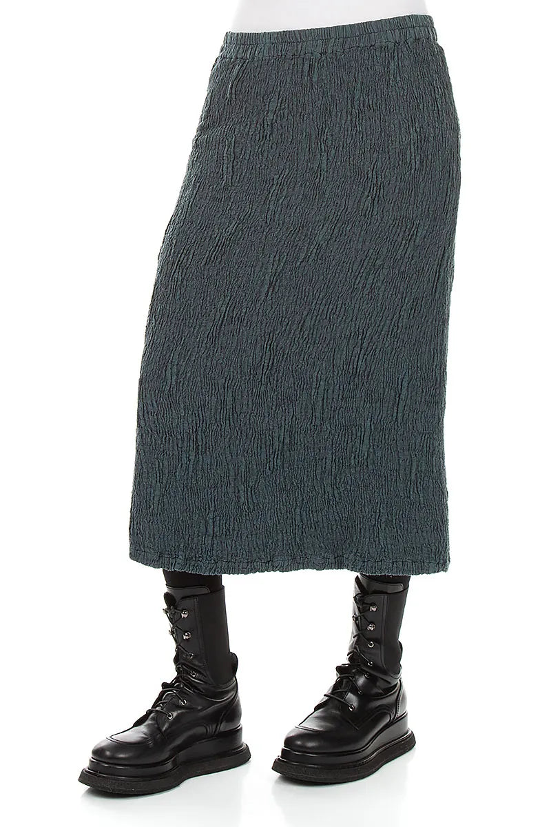 Slate Textured Silk Linen Pencil Skirt 3