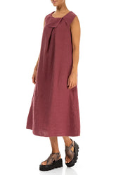 Sleeveless A-line Antique Ruby Linen Dress 4
