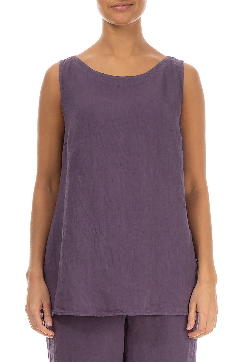 Ärmelloses Leinentop in Amethyst