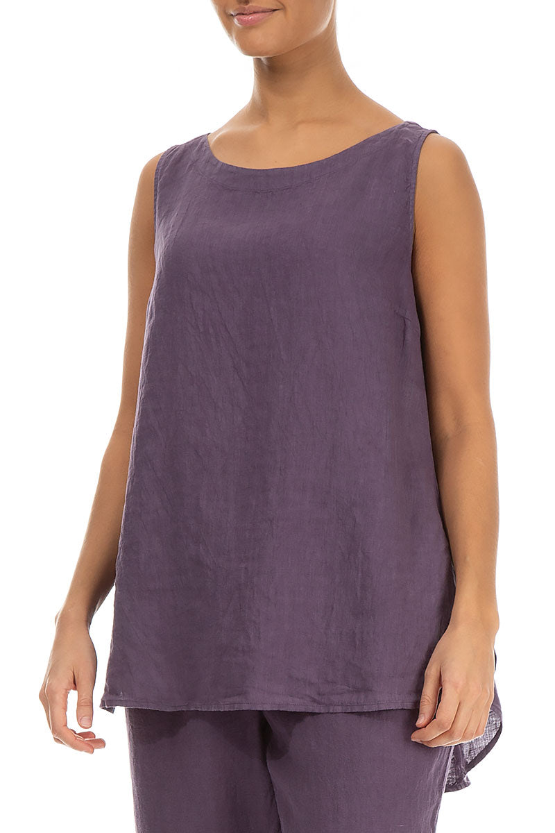 Ärmelloses Leinentop in Amethyst