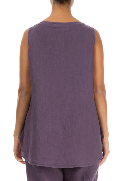 Ärmelloses Leinentop in Amethyst