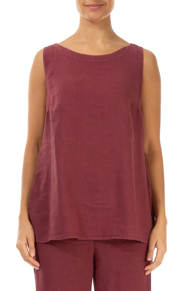 Sleeveless Antique Ruby Linen Top 1