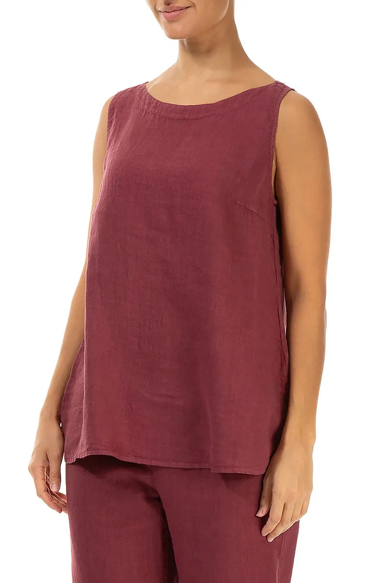 Sleeveless Antique Ruby Linen Top 3