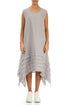 Sleeveless Asymmetric Taupe Linen Dress 1