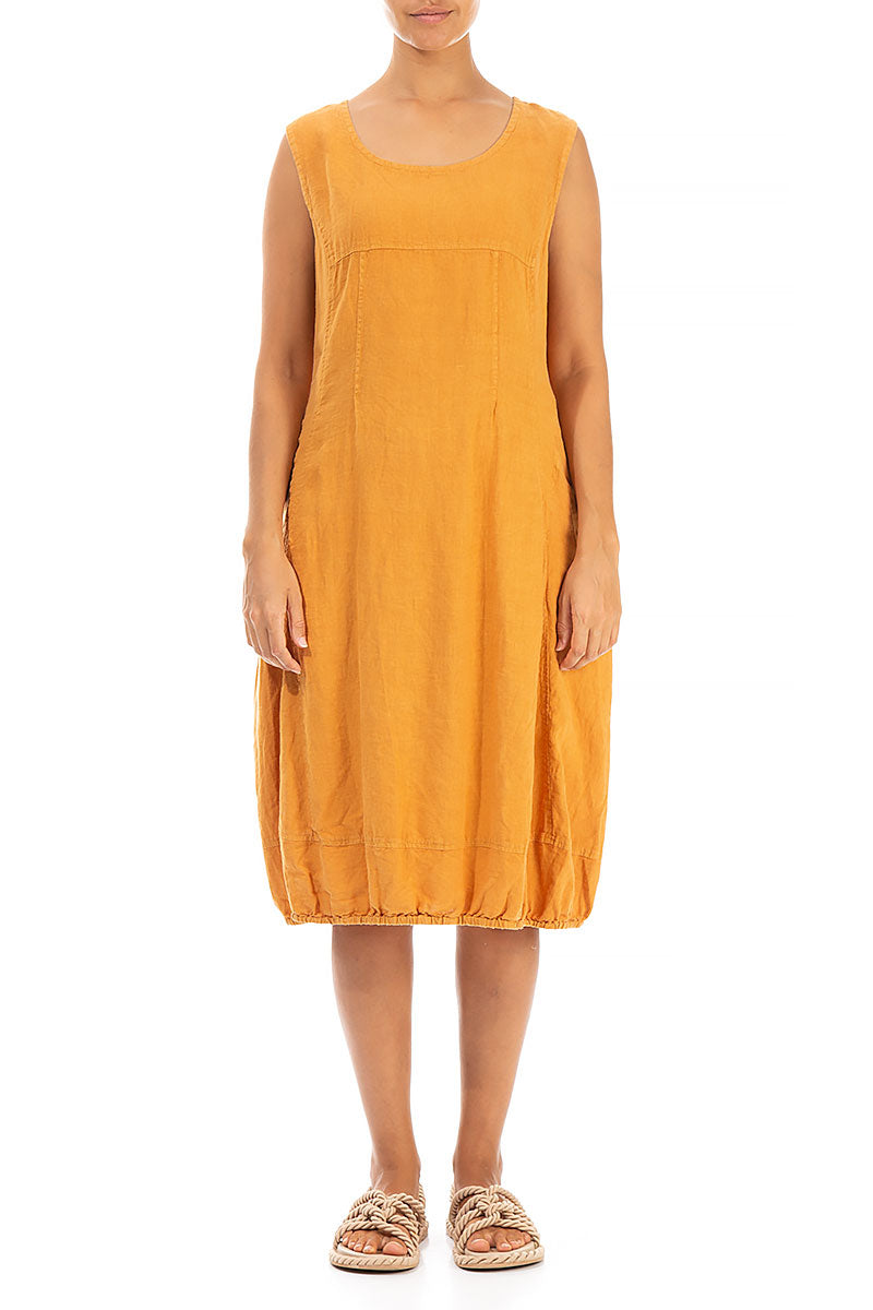 Sleeveless Balloon Amber Linen Dress 1
