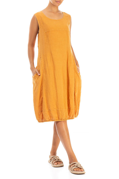 Sleeveless Balloon Amber Linen Dress 3
