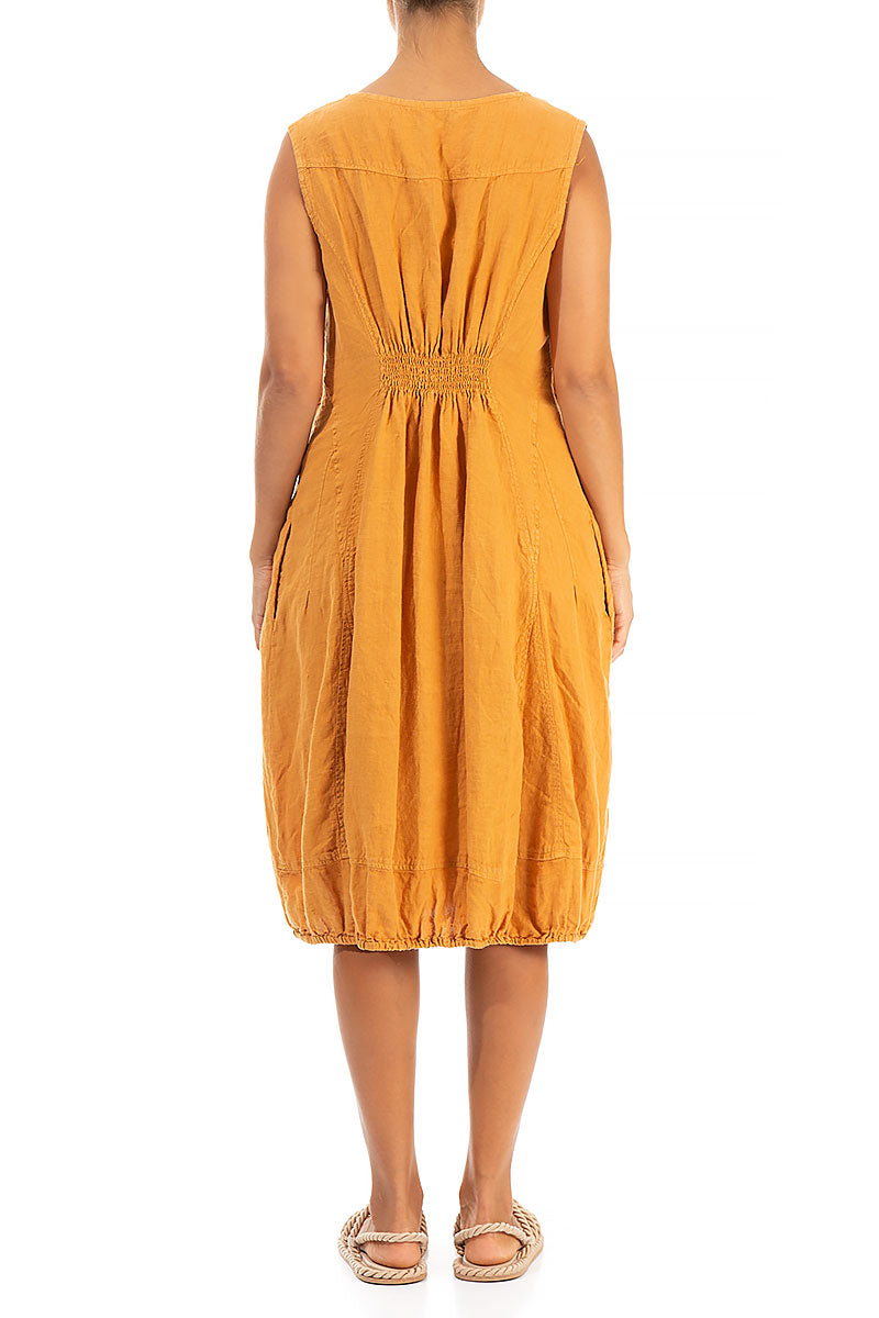Sleeveless Balloon Amber Linen Dress 2