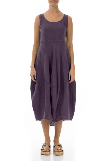 Sleeveless Balloon Amethyst Linen Dress