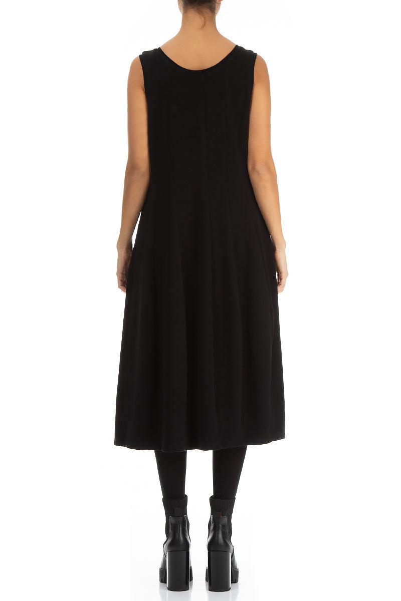 Sleeveless Balloon Black Cotton Jersey Dress