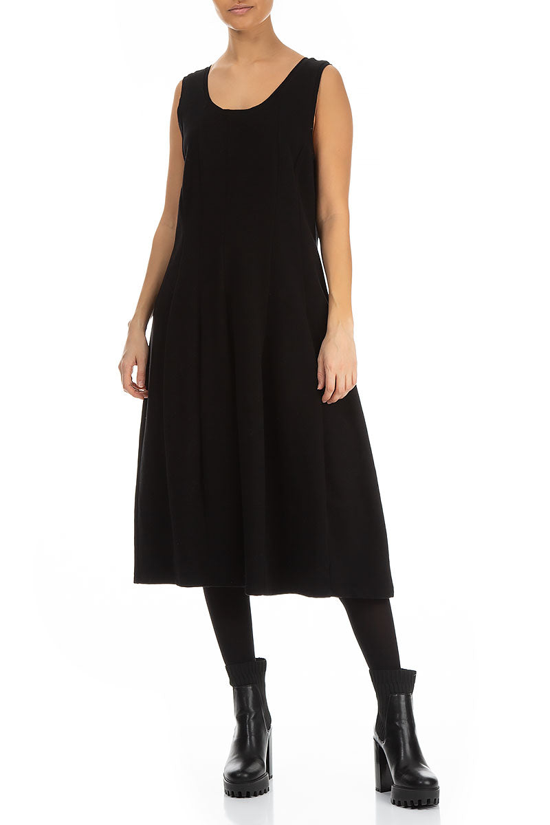 Sleeveless Balloon Black Cotton Jersey Dress