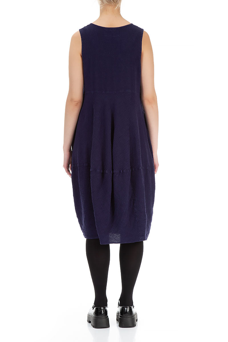 Sleeveless Balloon Blue Violet Linen Viscose Dress