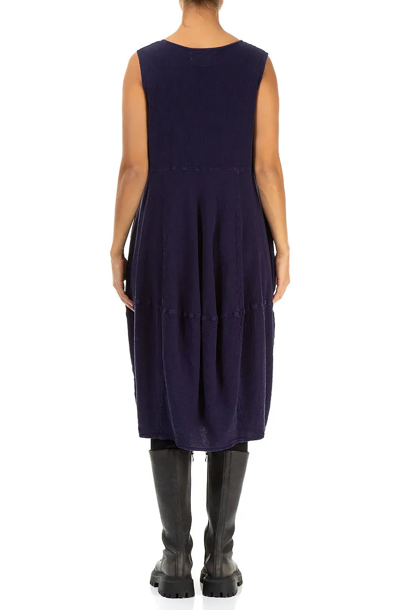 Robe sans manches en lin et viscose bleu violet ballon