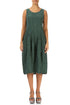 Sleeveless Balloon Crinkled Sage Silk Linen Dress 1