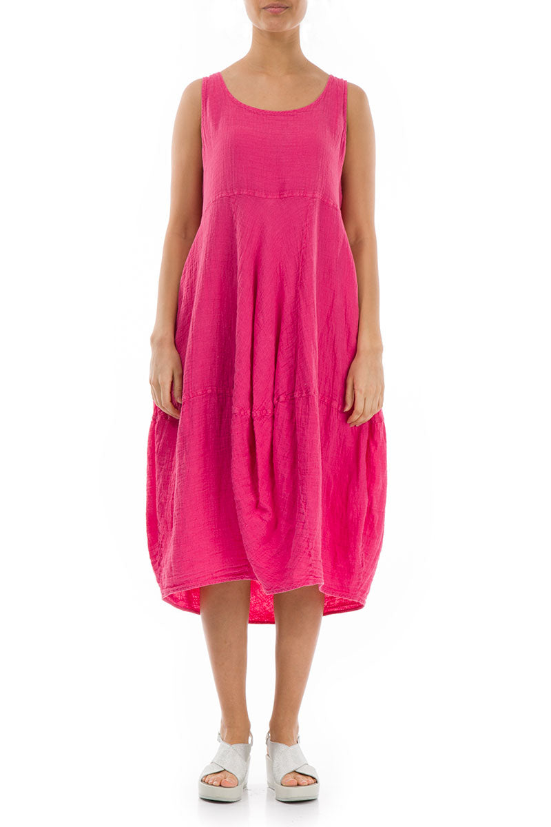Sleeveless Balloon Fuchsia Linen Dress