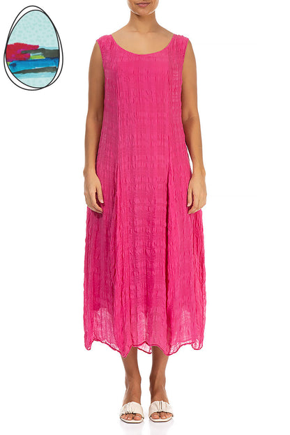 Ärmelloses Ballonkleid aus Seide in leuchtendem Pink