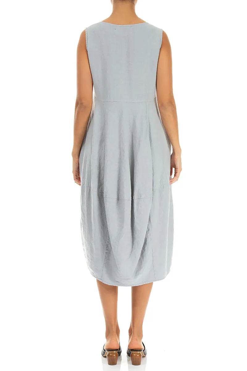 Sleeveless Balloon Silver Grey Linen Dress