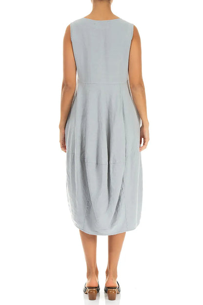 Robe sans manches en lin gris argenté ballon