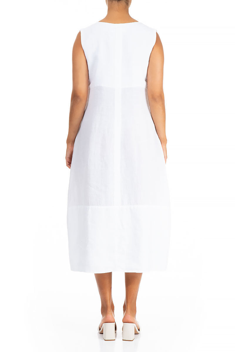 Sleeveless White Linen Dress