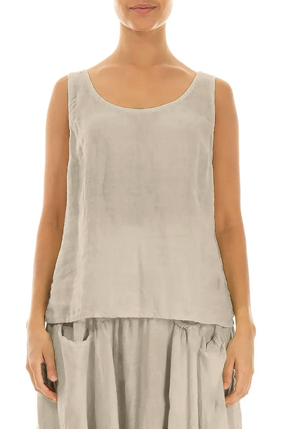 Sleeveless Beige Linen Top